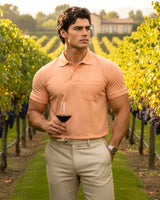 Men's Solid Peach Matty Half Sleeve Polo Regular T-Shirt