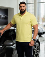 Men's Solid Lemon Matty Half Sleeve Polo Regular T-Shirt