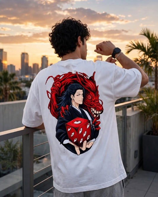 Sman's Solid White Cotton Crew Neck Oversized Printed T-Shirt For Men
