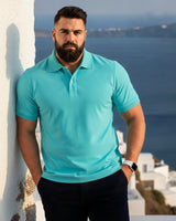 Men's Solid Aqua Matty Half Sleeve Polo Regular T-Shirt