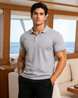 Men's Solid Grey Matty Half Sleeve Polo Regular T-Shirt