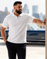 Men's Solid White Matty Half Sleeve Polo Regular T-Shirt