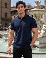 Men's Solid Navy Blue Matty Half Sleeve Polo Regular T-Shirt