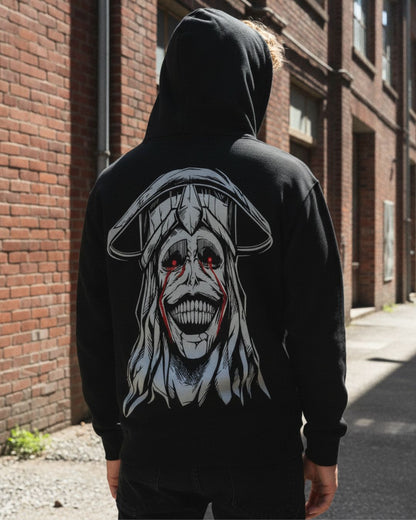 Sman's Solid Black Cotton Crew Neck Oversized Printed Hoodie For Men