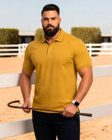 Men's Solid Mustard Matty Half Sleeve Polo Regular T-Shirt
