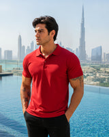 Men's Solid Red Matty Half Sleeve Polo Regular T-Shirt