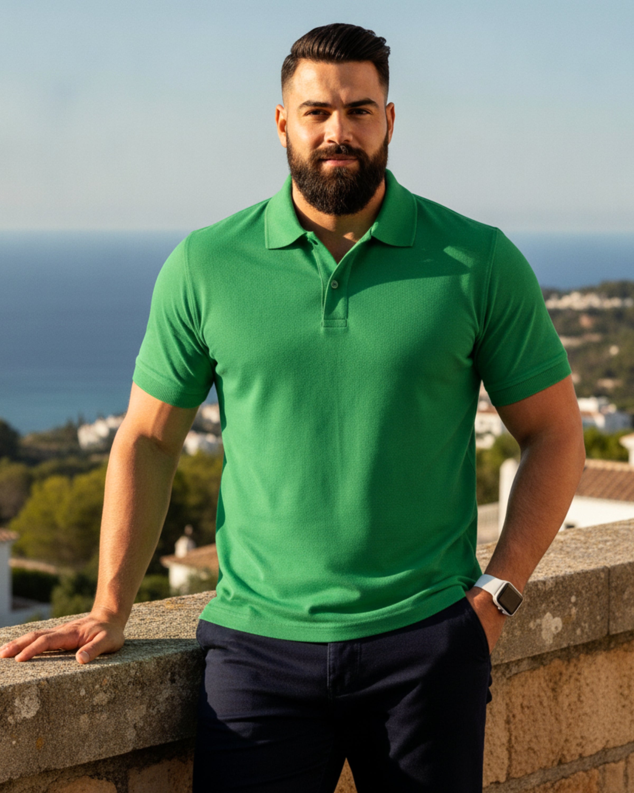 Men's Solid Green Matty Half Sleeve Polo Regular T-Shirt