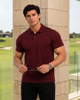 Men's Solid Maroon Matty Half Sleeve Polo Regular T-Shirt