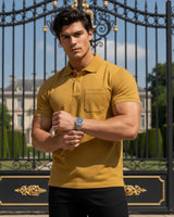Men's Solid Mustard Matty Half Sleeve Polo Regular T-Shirt