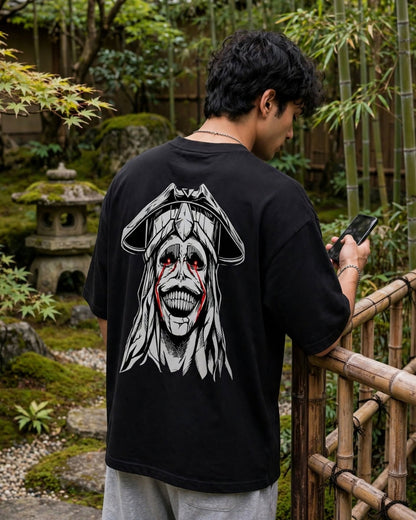 Sman's Solid Black Cotton Crew Neck Oversized Printed T-Shirt For Men