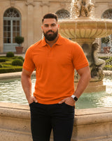 Men's Solid Orange Matty Half Sleeve Polo Regular T-Shirt
