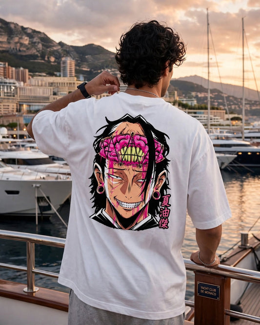 Sman's Solid White Cotton Crew Neck Oversized Printed T-Shirt For Men