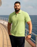 Men's Solid Olive Matty Half Sleeve Polo Regular T-Shirt