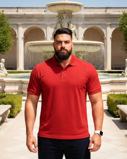 Men's Solid Red Matty Half Sleeve Polo Regular T-Shirt
