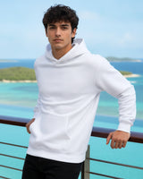 Men's Solid White Cotton Full Sleeve Oversized Hoodie