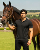 Men's Solid Black Matty Half Sleeve Polo Regular T-Shirt