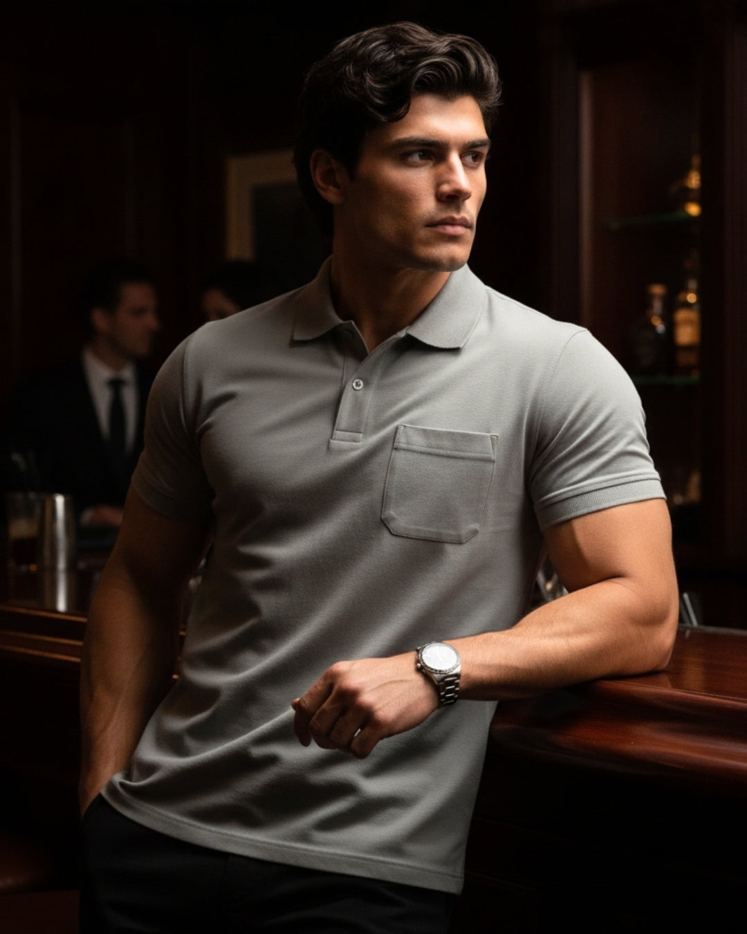 Men's Solid Grey Matty Half Sleeve Polo Regular T-Shirt