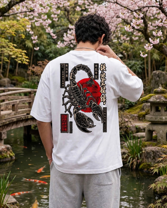Sman's Solid White Cotton Crew Neck Oversized Printed T-Shirt For Men