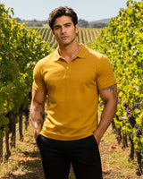 Men's Solid Mustard Matty Half Sleeve Polo Regular T-Shirt