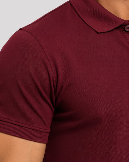 Men's Solid Maroon Matty Half Sleeve Polo Regular T-Shirt
