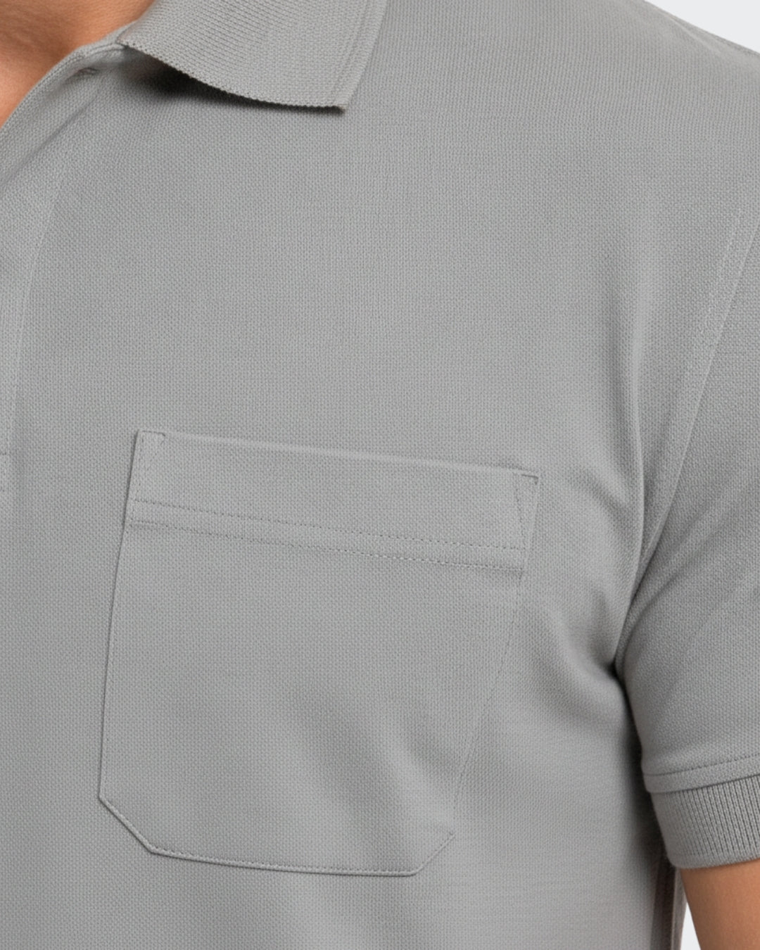Men's Solid Grey Matty Half Sleeve Polo Regular T-Shirt