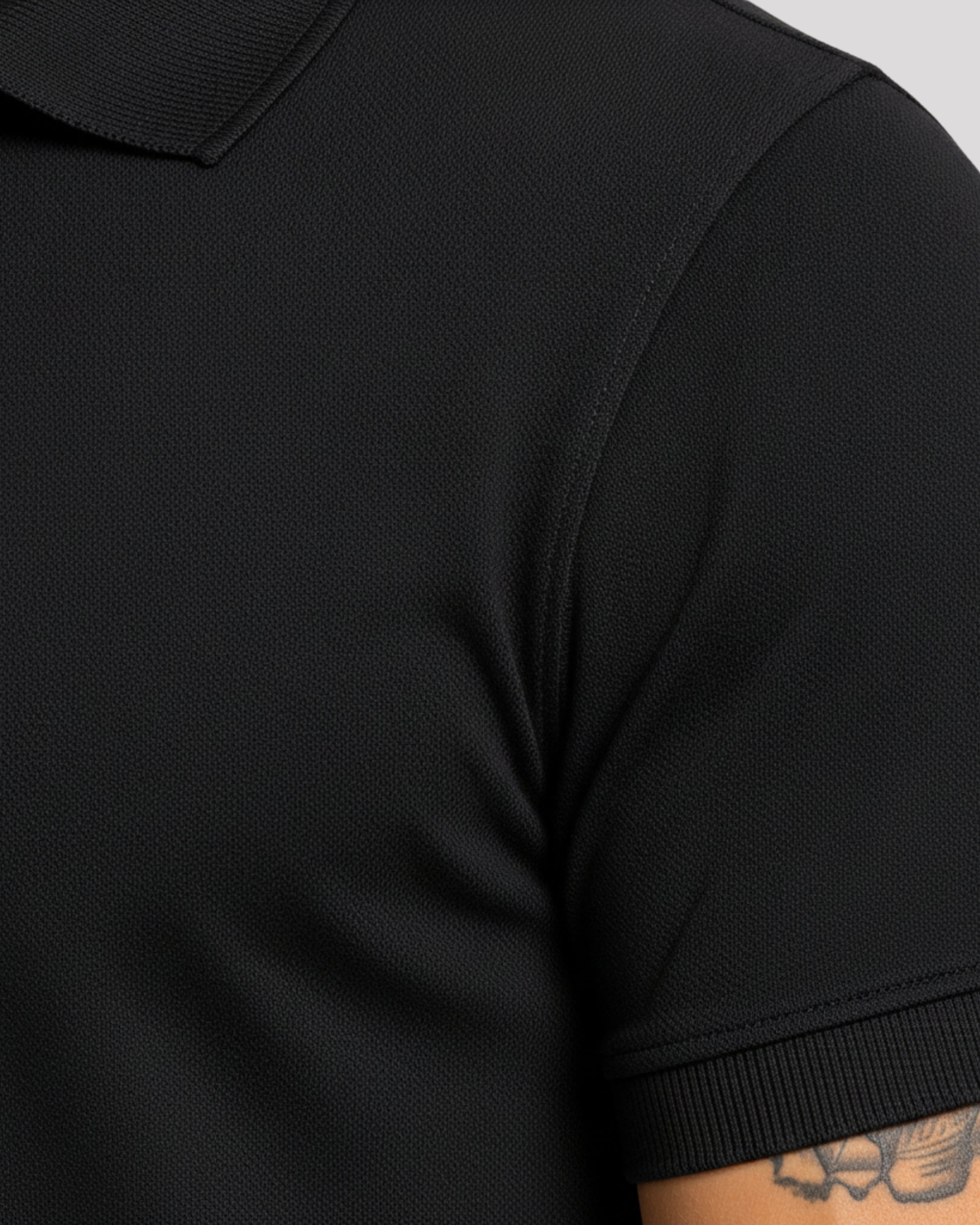 Men's Solid Black Matty Half Sleeve Polo Regular T-Shirt