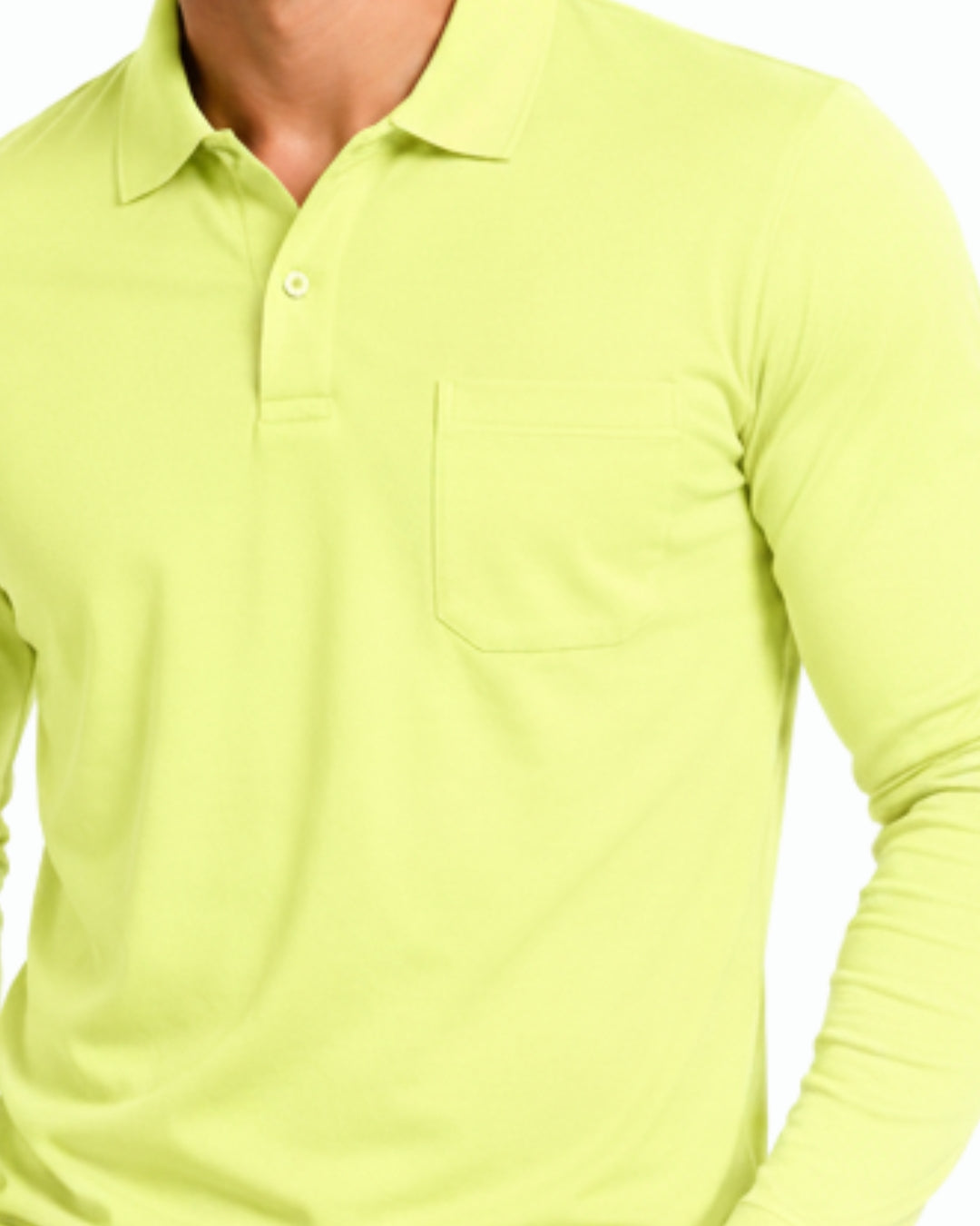 Men's Solid Lemon Matty Full sleeve Polo Regular T-Shirt