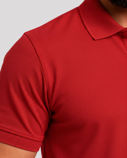 Men's Solid Red Matty Half Sleeve Polo Regular T-Shirt