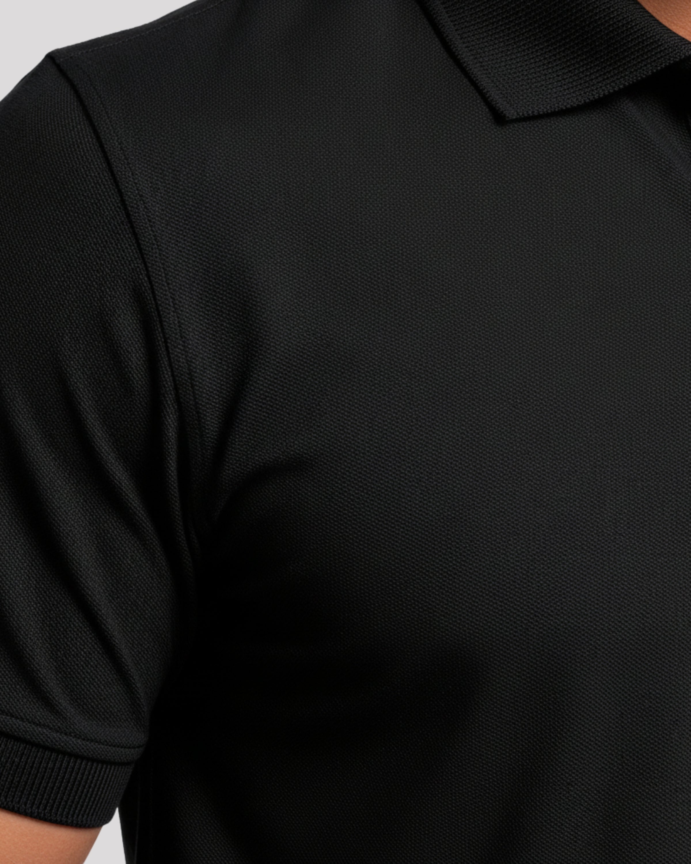 Men's Solid Black Matty Half Sleeve Polo Regular T-Shirt
