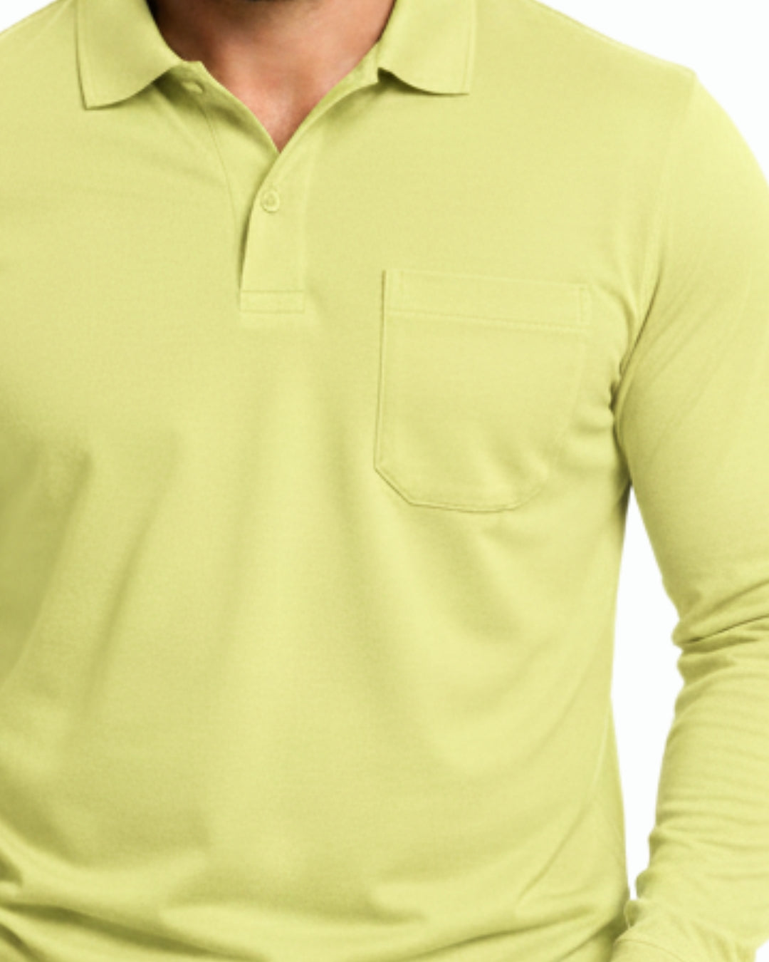 Men's Solid Lemon Matty Full Sleeve Polo Regular T-Shirt