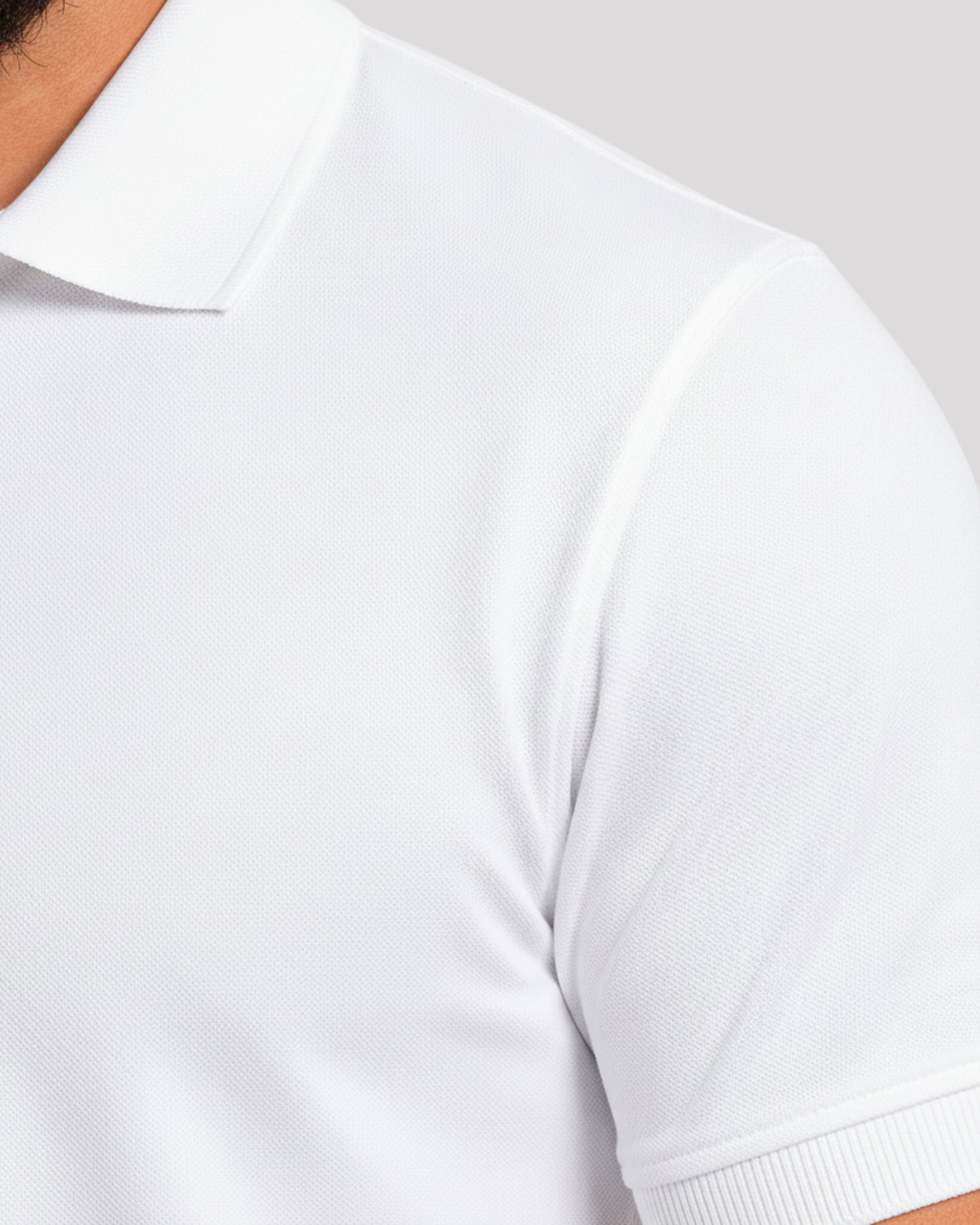 Men's Solid White Matty Half Sleeve Polo Regular T-Shirt