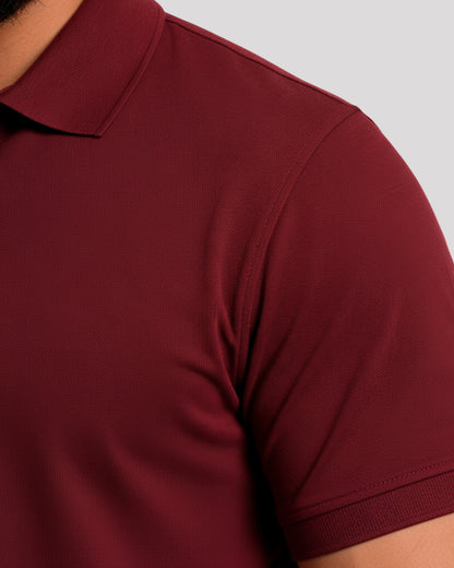 Men's Solid Maroon Matty Half Sleeve Polo Regular T-Shirt