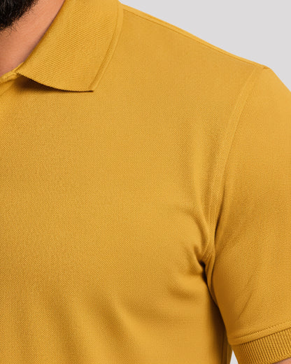 Men's Solid Mustard Matty Half Sleeve Polo Regular T-Shirt