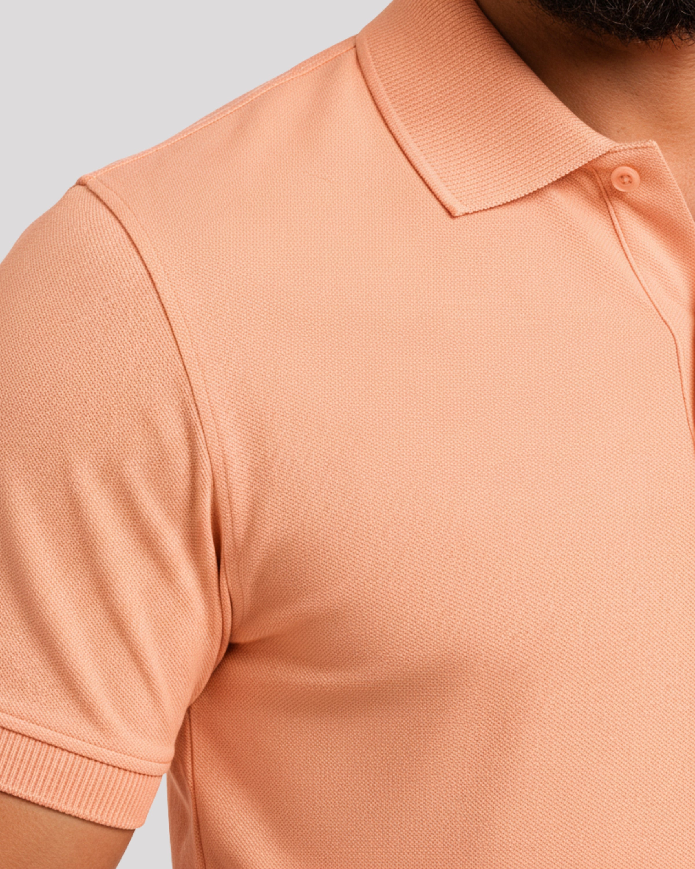 Men's Solid Peach Matty Half Sleeve Polo Regular T-Shirt