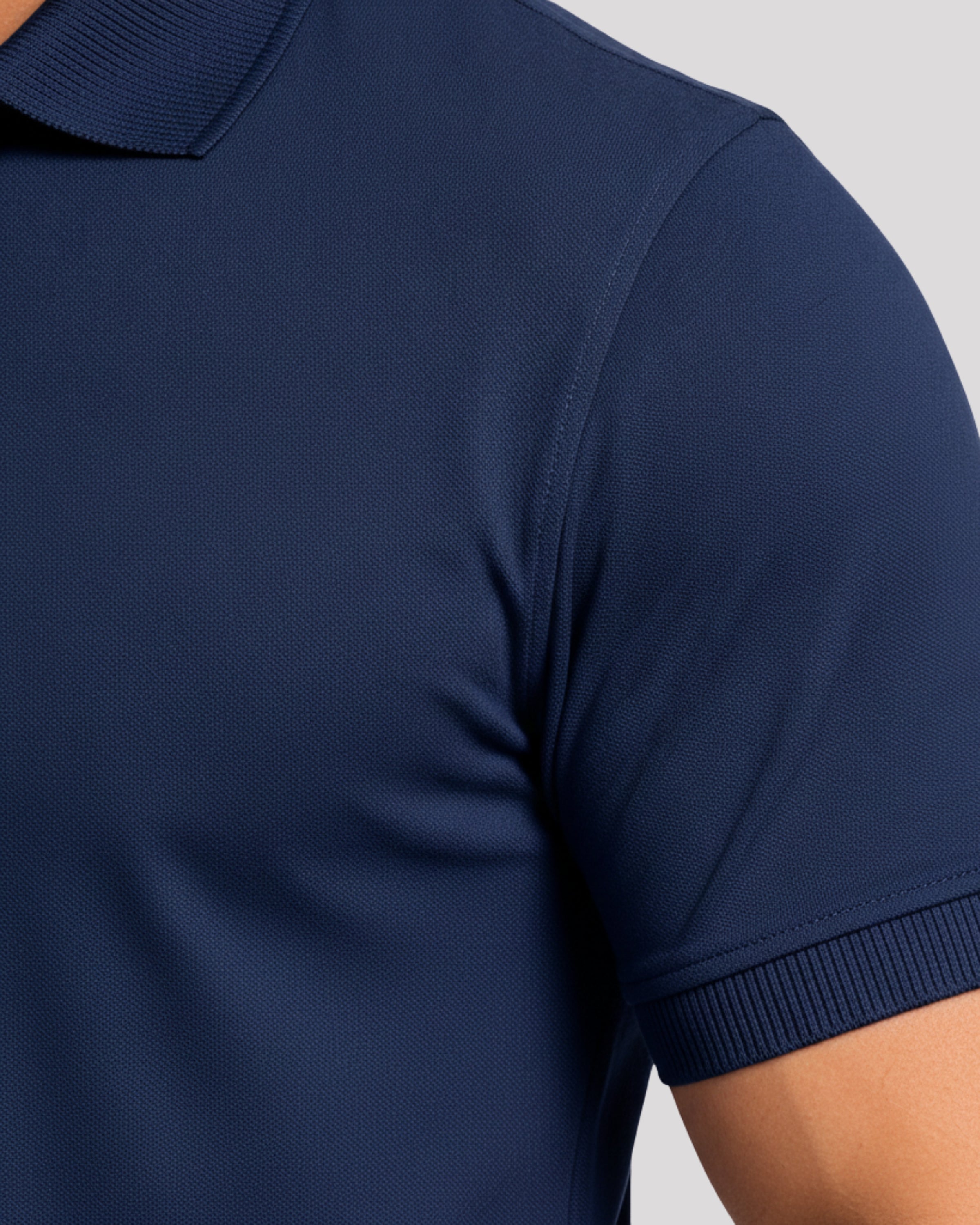 Men's Solid Navy Blue Matty Half Sleeve Polo Regular T-Shirt