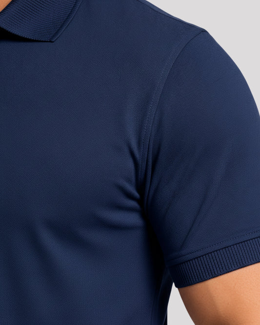 Men's Solid Navy Blue Matty Half Sleeve Polo Regular T-Shirt