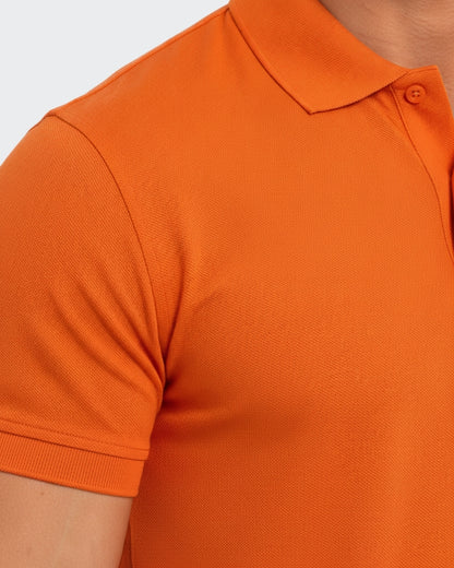 Men's Solid Orange Matty Half Sleeve Polo Regular T-Shirt