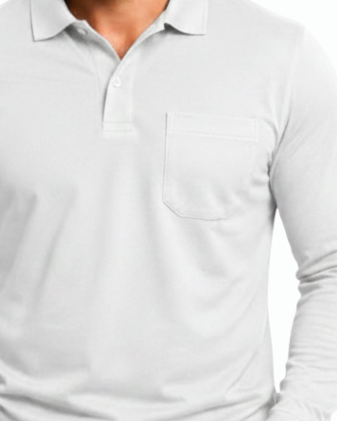 Men's Solid White Matty Full Sleeve Polo Regular T-Shirt