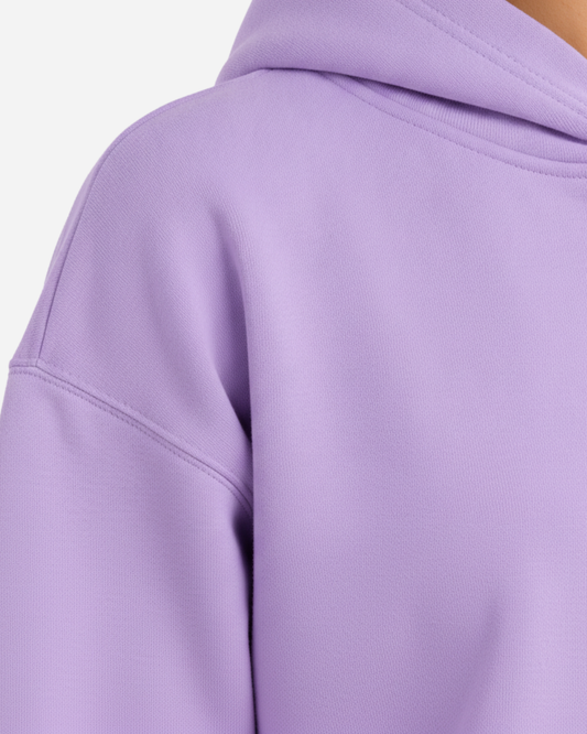 Women's Solid Lavender Cotton Full Sleeve Oversized Hoodie
