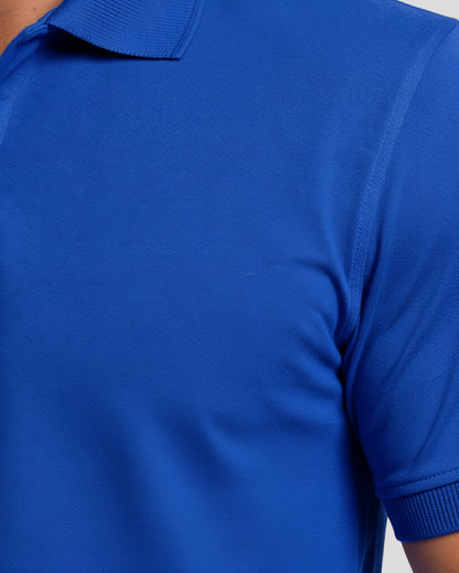 Men's Solid Royal Blue Matty Half Sleeve Polo Regular T-Shirt