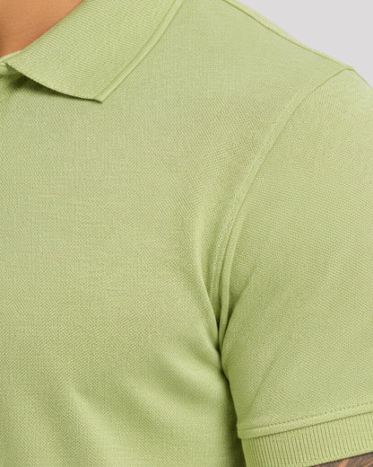 Men's Solid Olive Matty Half Sleeve Polo Regular T-Shirt