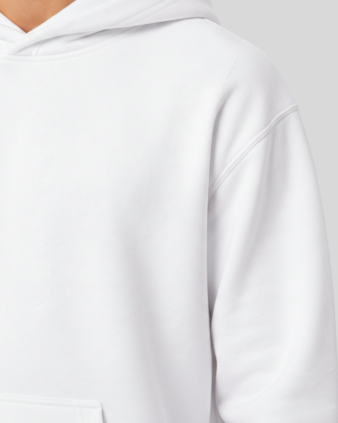 Men's Solid White Cotton Full Sleeve Oversized Hoodie