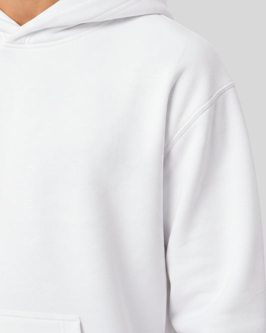 Men's Solid White Cotton Full Sleeve Oversized Hoodie