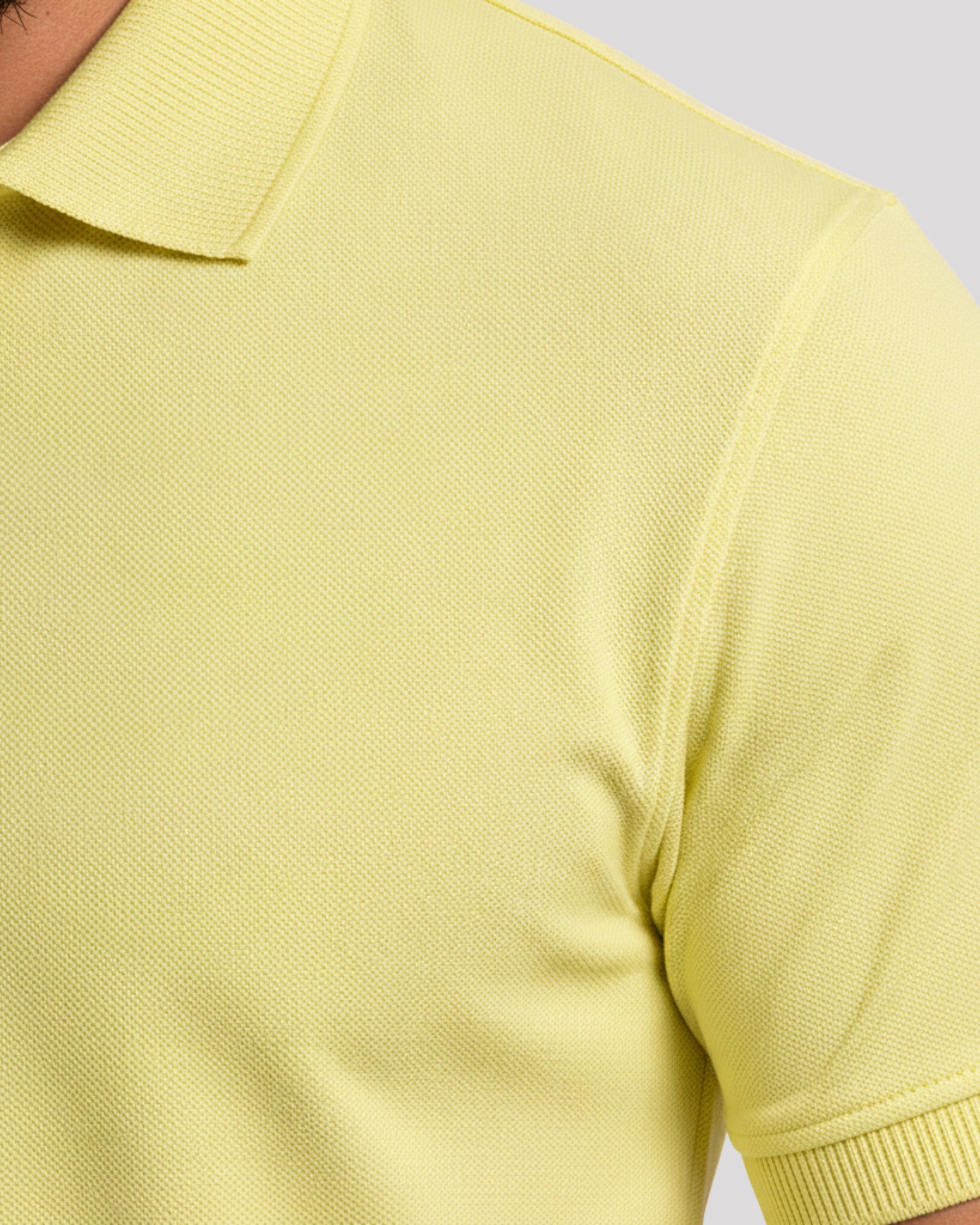 Men's Solid Lemon Matty Half Sleeve Polo Regular T-Shirt