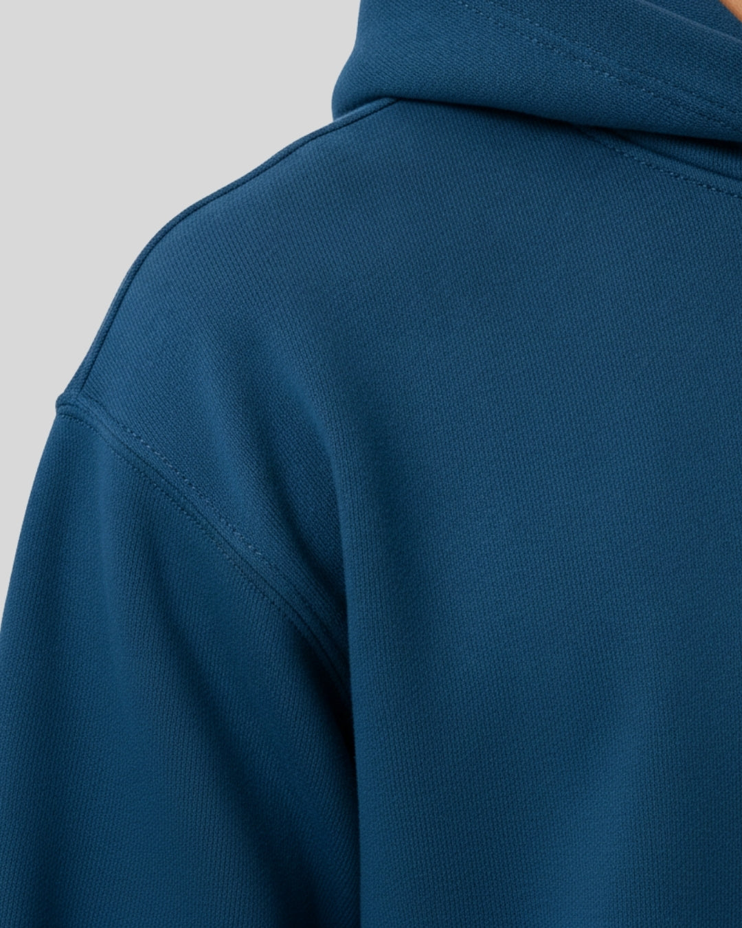 Men's Solid Teal Blue Cotton Full Sleeve Oversized Hoodie