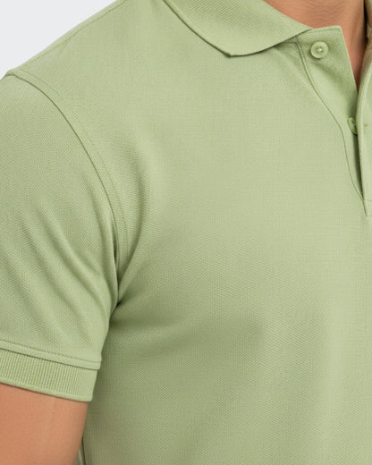 Men's Solid Olive Matty Half Sleeve Polo Regular T-Shirt