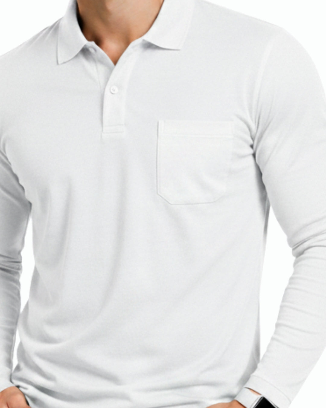 Men's Solid White Matty Full sleeve  Polo Regular T-Shirt