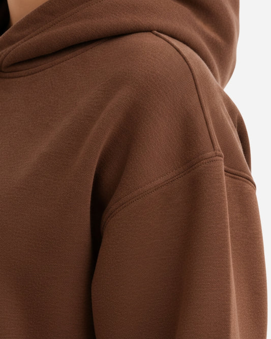 Women's Solid Brown Cotton Full Sleeve Oversized Hoodie