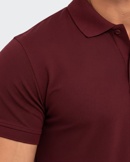 Men's Solid Maroon Matty Half Sleeve Polo Regular T-Shirt