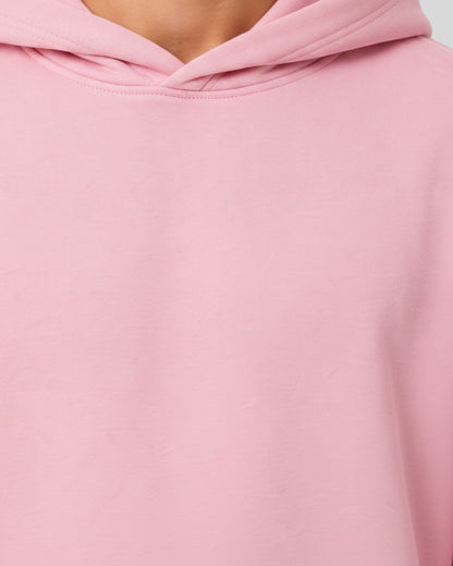 Men's Solid Pink Cotton Full Sleeve Oversized Hoodie